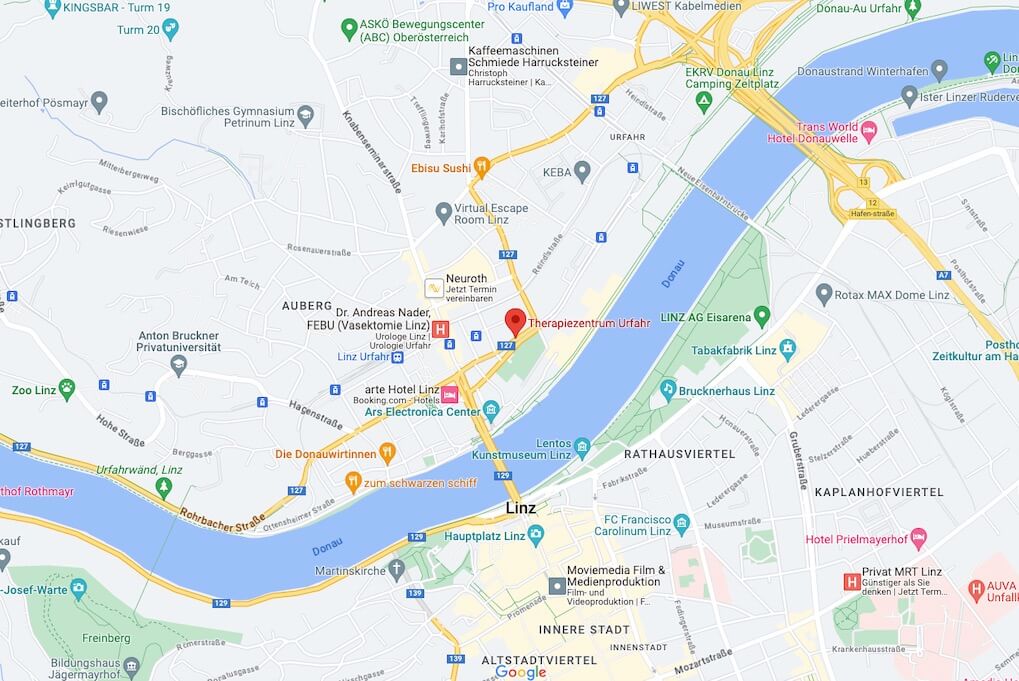Screenshot Google Maps Therapiezentrum Urfahr, Ferihumerstraße 11